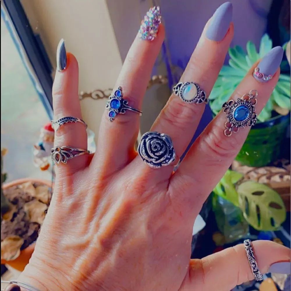 Boho Festival 7 Piece Ring Set